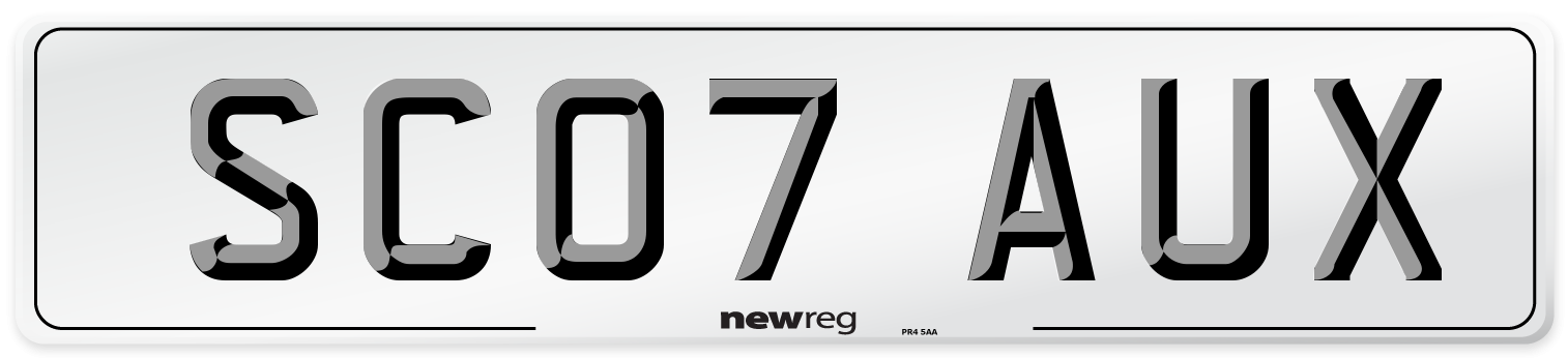 SC07 AUX Number Plate from New Reg